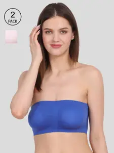 Amour Secret Women's Blue & Pink Pack of 2 Non-Padded Tube/Bandeau Bra