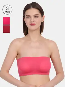 Amour Secret Women's Pack Of 3 Coral & Pink Non-Padded Tube/Bandeau Bra