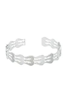 bodha Men Silver-Plated Trishul Cuff Bracelet