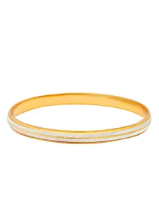 bodha Men Silver-Toned & Gold-Toned Brass Gold-Plated Kada Bracelet