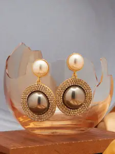 Sohi Gold Toned Contemporary Pearl Drop Earrings