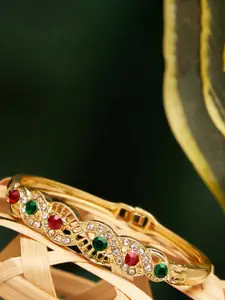 SOHI Women Gold-Plated & Green Brass Bangle-Style Bracelet