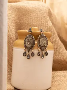 SOHI Grey Gold Plated Designer Stone Drop Earring