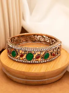 SOHI Women Gold-Toned & White Brass Gold-Plated Bangle-Style Bracelet