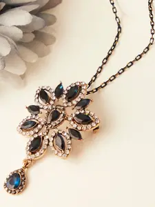 SOHI Gold-Toned & Black Silver-Plated Necklace