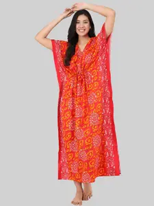 Shararat Orange Printed Maxi Nightdress