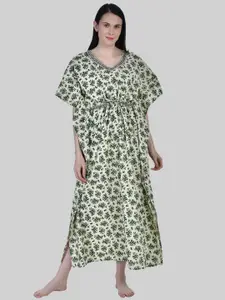 Shararat Green Printed Maxi Nightdress