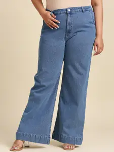 Freeform by High Star Women Plus Size Blue Wide Leg High-Rise Stretchable Jeans
