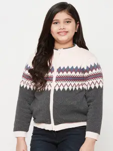 JWAAQ Girls Black & Cream-Coloured Colourblocked Sweater