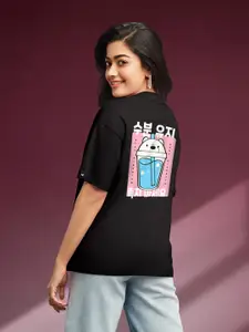 Bewakoof Women Stay Hydrated Back Graphic Printed Oversized T-shirt