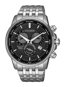 Citizen Men Grey Dial & Silver Toned Stainless Steel Bracelet Style Straps Analogue Automatic Light Powered Watch