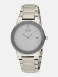 Citizen Men White Dial & Silver Toned Stainless Steel Bracelet Style Straps Analogue Watch AU1060-51A