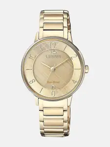 Citizen Women Gold-Toned Dial & Stainless Steel Bracelet Style Straps Analogue Watch