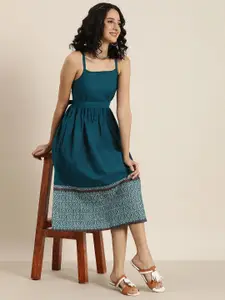 Taavi Woven Legacy Pure Cotton Shoulder Straps Fit & Flare Midi Dress