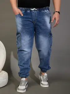 bigbanana Plus Size Men Blue Comfort Low Distress Heavy Fade Stretchable Jeans