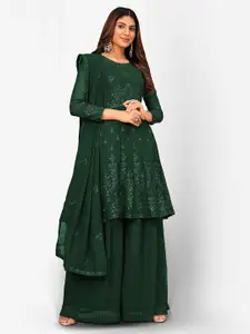 Divine International Trading Co Green Embroidered Unstitched Dress Material