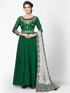 Divine International Trading Co Green & White Embroidered Unstitched Dress Material