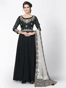 Divine International Trading Co Black & White Embroidered Unstitched Dress Material
