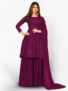 Divine International Trading Co Purple Sequins Embroidered Unstitched Dress Material