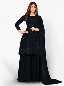 Divine International Trading Co Black Sequins Embroidered Unstitched Dress Material