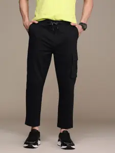Calvin Klein Jeans Men Black Solid Mid-Rise Slim Fit Regular Track Pants