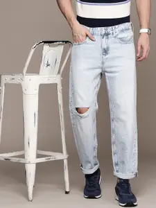 Calvin Klein Jeans Men Blue Pure Cotton Straight Fit Slash Knee Jeans