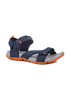 ASIAN Men Navy Blue & Orange Solid Prestige-53 Sports Sandals