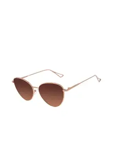 Chilli Beans Women Bronze Lens & Gold-Toned Oval Sunglasses with UV Protected Lens