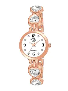 SWADESI STUFF Women White Mother of Pearl Dial & Rose Gold Toned Bracelet Style Straps Analogue Watch