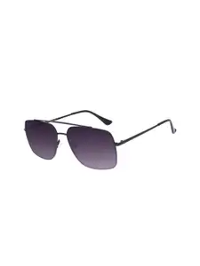 Chilli Beans Men Grey Lens & Black Rectangle Sunglasses with UV Protected Lens