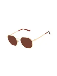 Chilli Beans Women Brown Lens & Gold-Toned Round Sunglasses with UV Protected Lens