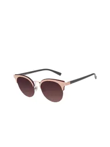 Chilli Beans Women Brown Lens & Rose Gold-Toned Half Rim Cateye Sunglasses