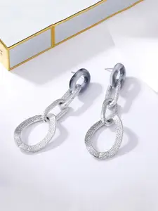 Unwind by Yellow Chimes Silver-Toned Contemporary Drop Earrings
