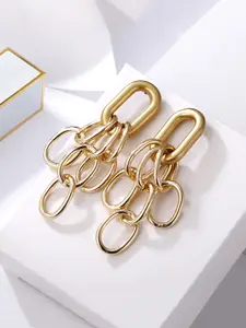 Unwind by Yellow Chimes Gold-Toned Contemporary Drop Earrings