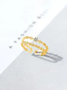 Unwind by Yellow Chimes Gold-Plated White Multilayered Studded Ring