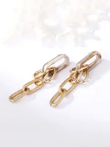 Unwind by Yellow Chimes Gold-Toned Contemporary Drop Earrings