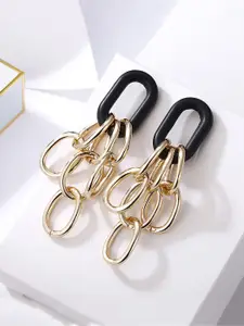 Unwind by Yellow Chimes Gold-Plated & Black Contemporary Drop Earrings