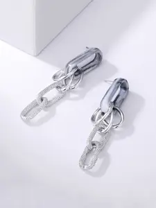 Unwind by Yellow Chimes Silver-Toned Contemporary Drop Earrings
