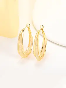 Unwind by Yellow Chimes Gold-Plated Contemporary Hoop Earrings