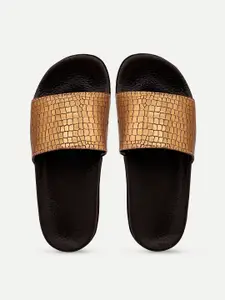 AMACLASS Women Copper-Toned & Black Sliders