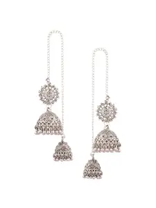 Efulgenz Grey Floral Jhumkas Earrings