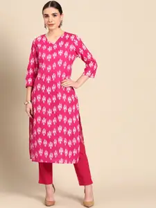 Anouk Women Pink Pure Cotton Ethnic Motifs Printed Kurta