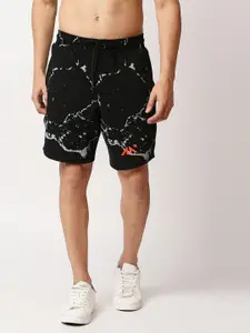 AESTHETIC NATION Men Black Printed Training or Gym Sports Shorts with Antimicrobial Technology