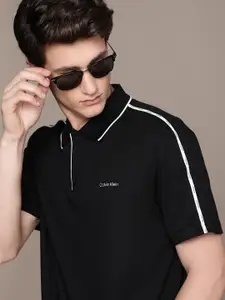 Calvin Klein Jeans Men Black Polo Collar T-shirt