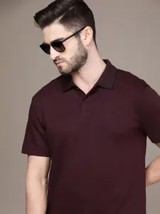 Calvin Klein Jeans Men Maroon Solid Polo Collar T-shirt
