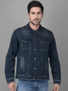Canary London Men Blue Washed Denim Jacket with Patchwork