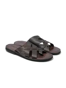 Ruosh Men Brown Leather Comfort Sandals