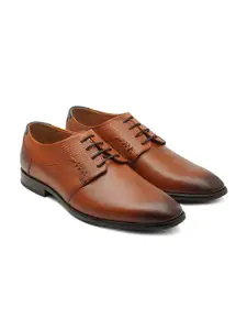 Ruosh Men Tan Brown Solid Leather Formal Derbys