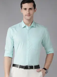 Park Avenue Men Blue Gingham Checked Pure Cotton  Slim Fit Formal Shirt