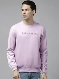 Park Avenue Men Lavender Brand Logo Printed Sweatshirt